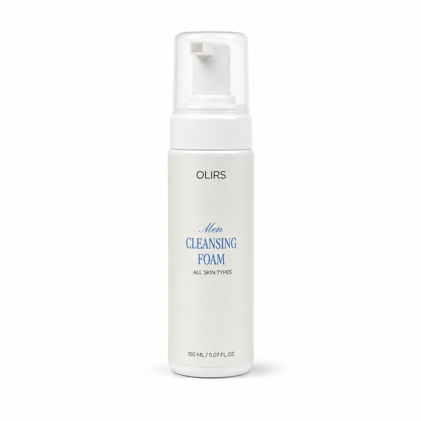 Daily Cleansing Foam bottle with pump, suitable for all skin types, from OLIRS, perfect for daily use.
