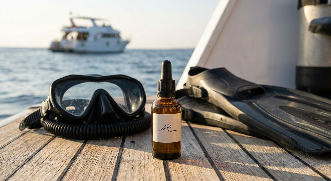 Facial oil for men who scuba dive or free dive regularly