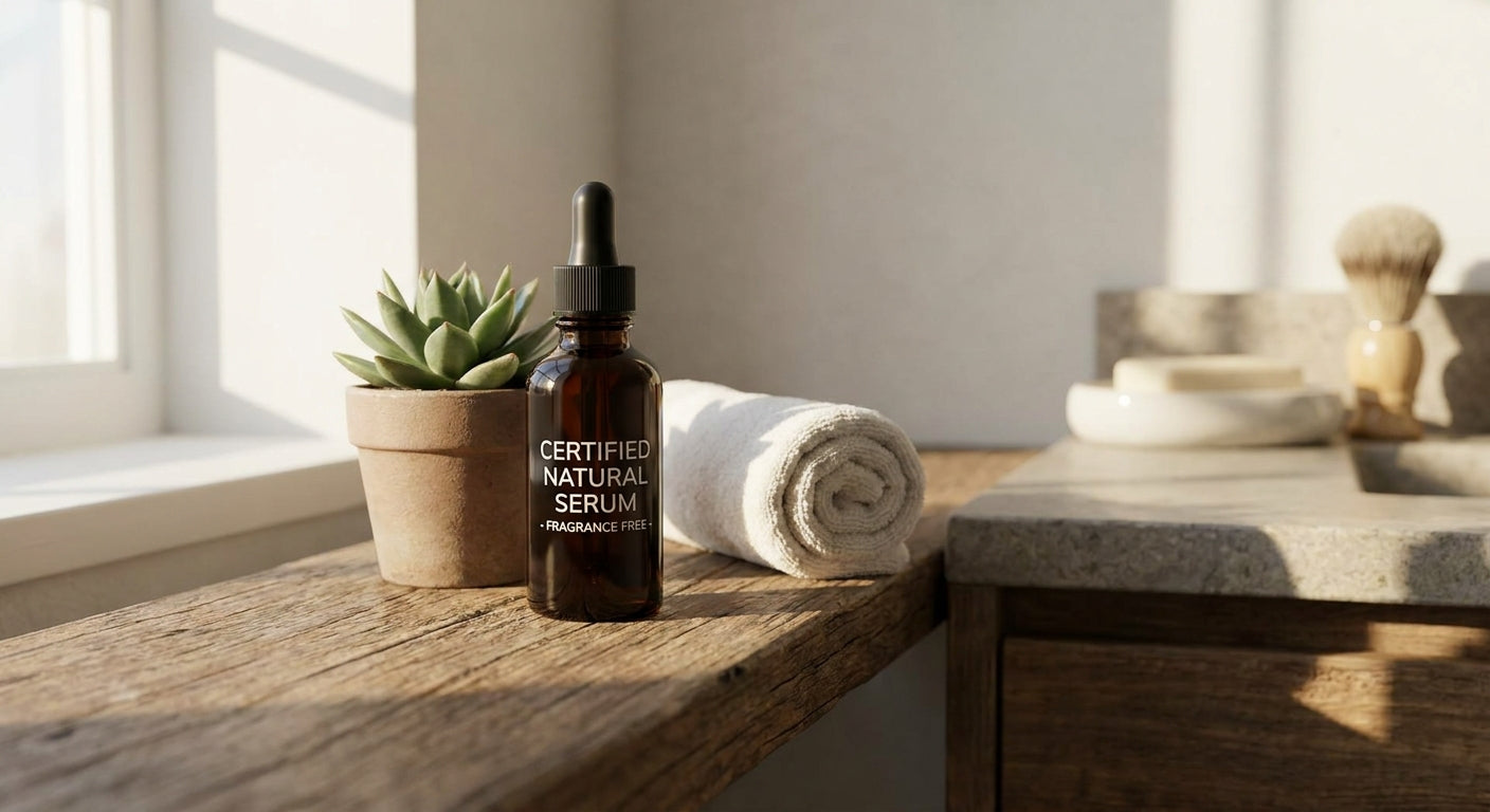 Certified natural serum for men avoiding synthetic fragrance