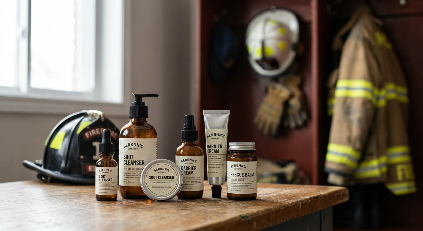 Skincare set for men starting a firefighting career