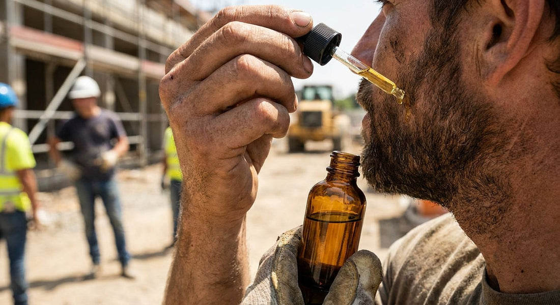 Facial oil for men working construction in direct sun