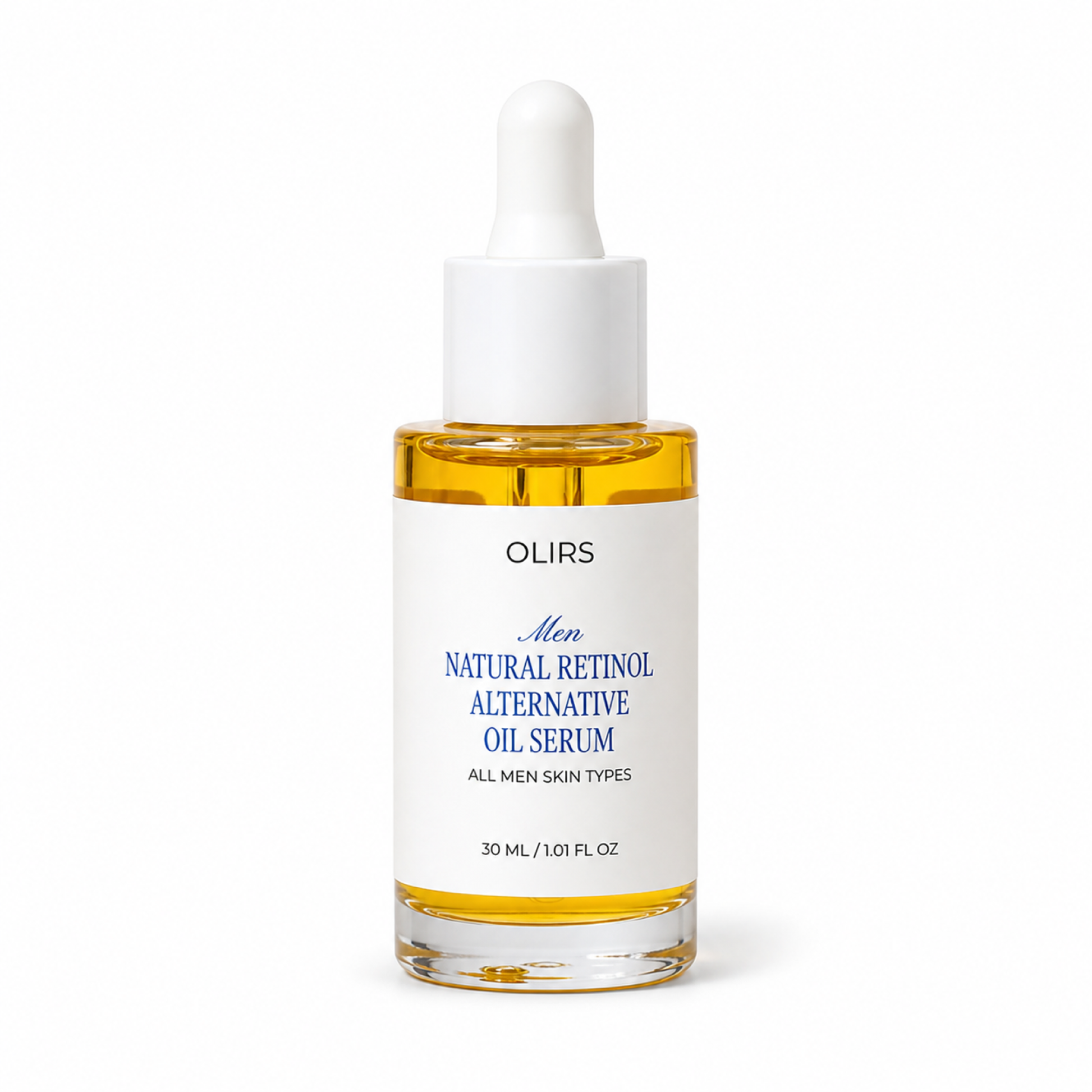 Men Natural Retinol Alternative Oil Serum in a glass bottle with dropper, designed for all men skin types.