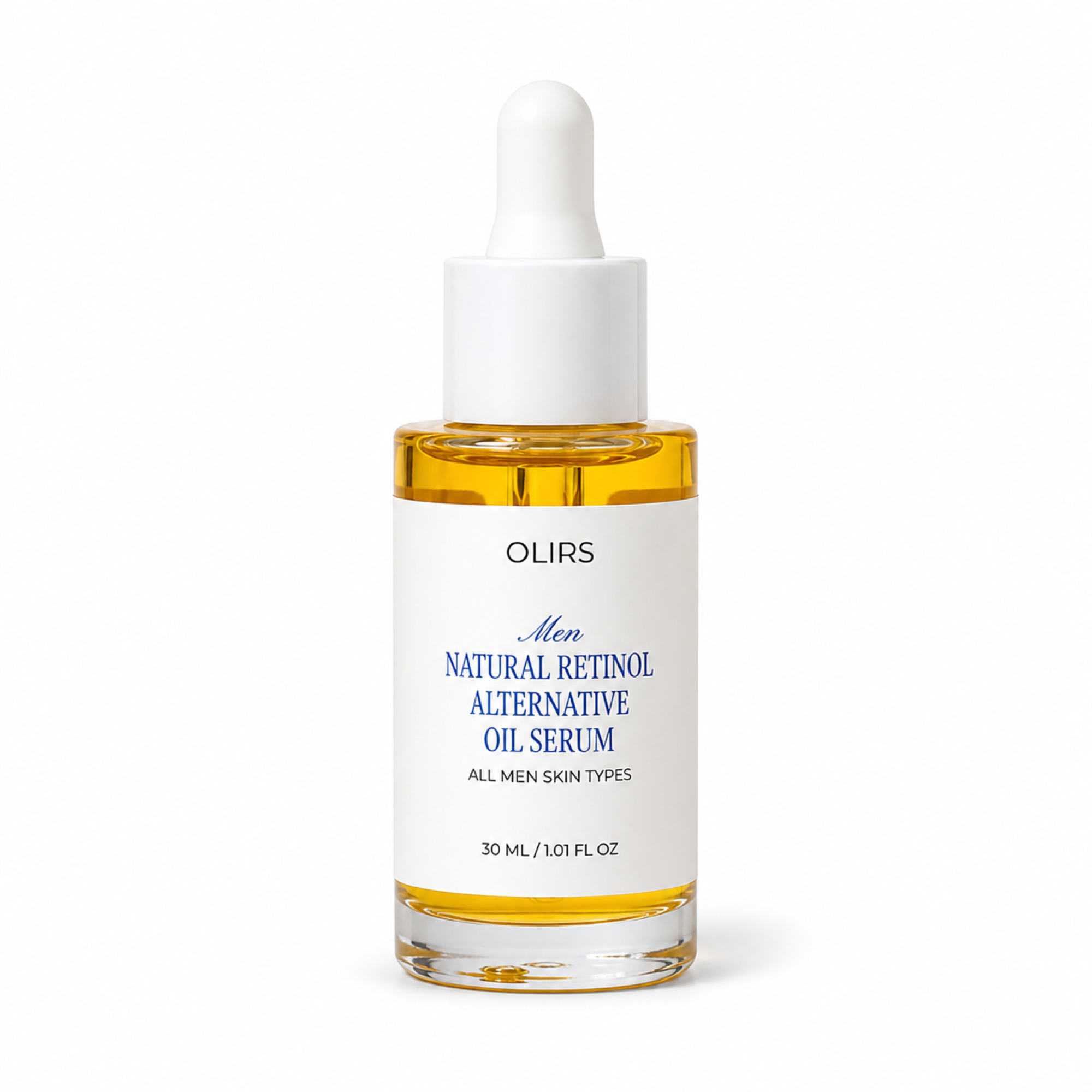 Men Natural Retinol Alternative Oil Serum in a glass bottle with dropper, designed for all men skin types.