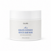 Keratin Rescue Hair Mask in a white jar designed for men, promoting hair shine and smoothness with keratin.