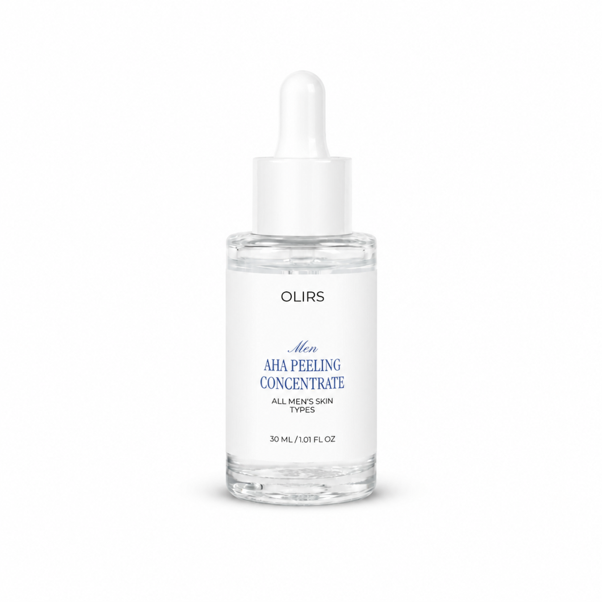 Overnight AHA Exfoliating Serum in a clear bottle with dropper for smoother skin texture.