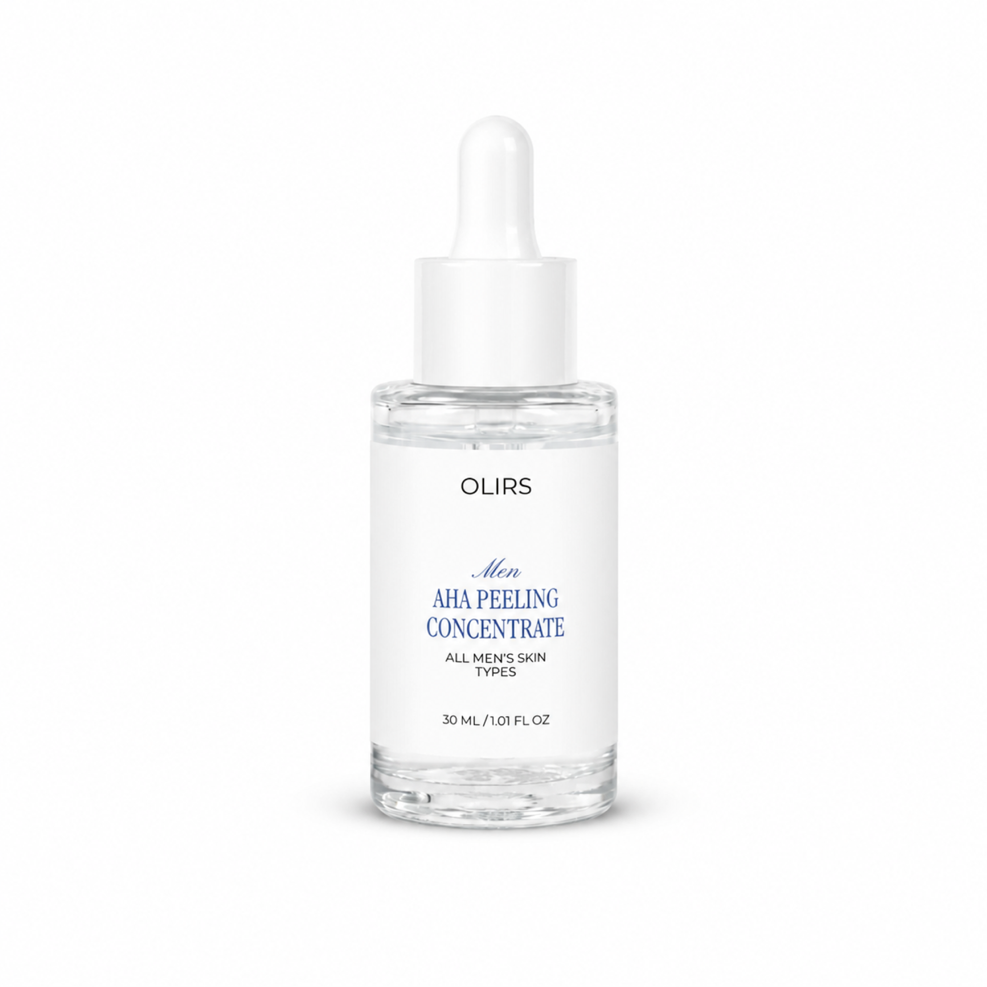 Overnight AHA Exfoliating Serum in a clear bottle with dropper for smoother skin texture.