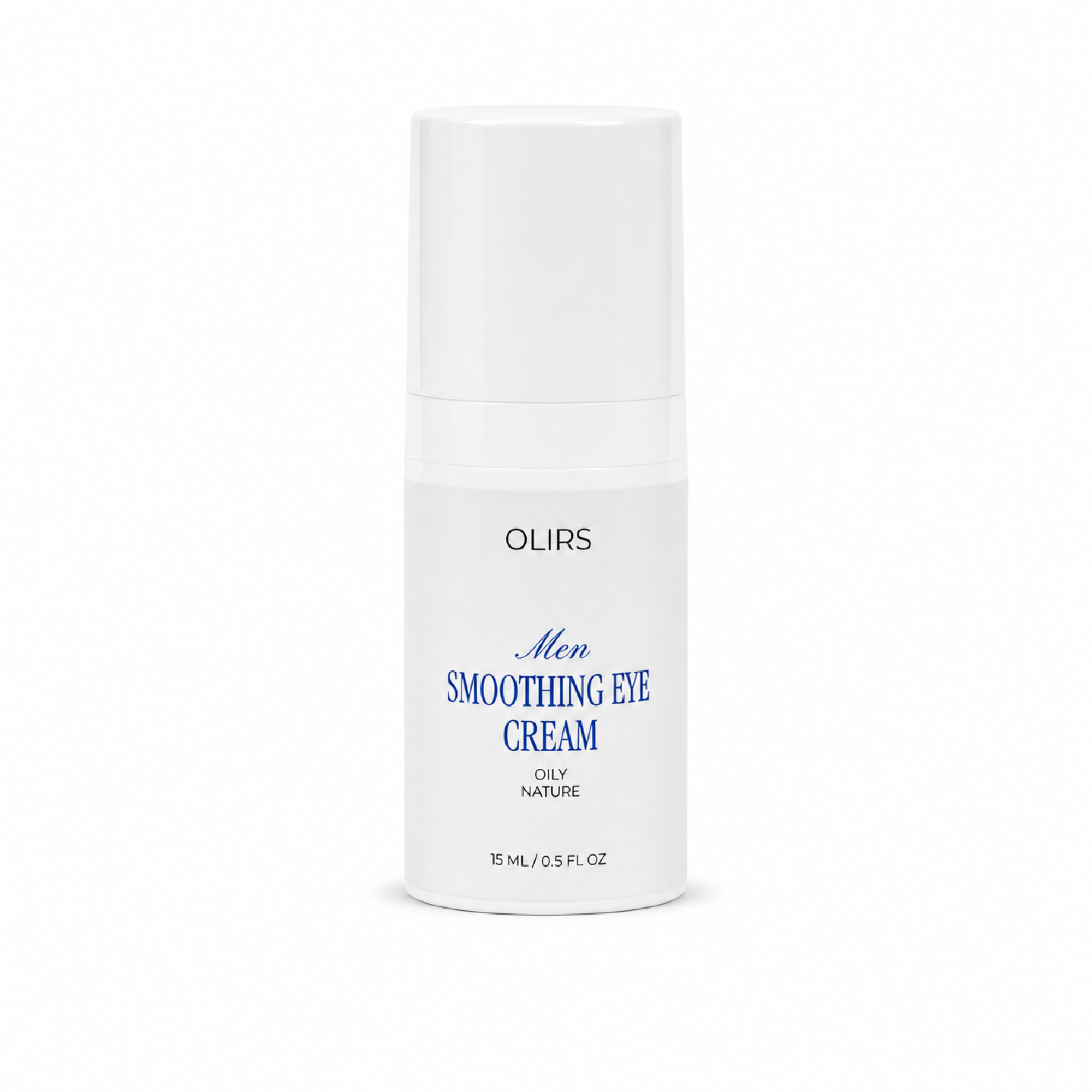 Men Smoothing Eye Cream in a sleek white bottle for hydrated and refreshed under-eye care.