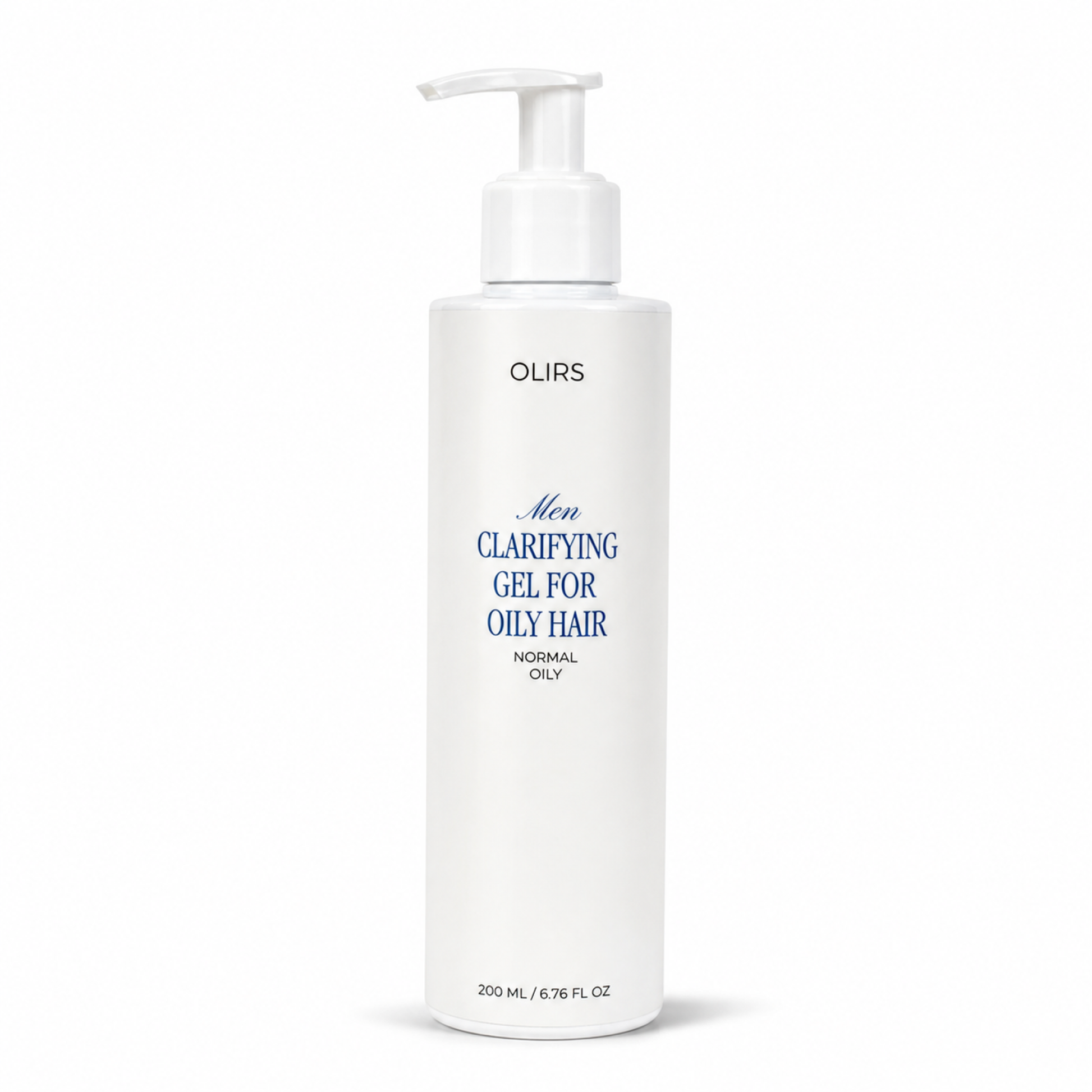 Daily Clarifying Gel Cleanser in a white bottle with pump, designed for oily hair, 200ml.