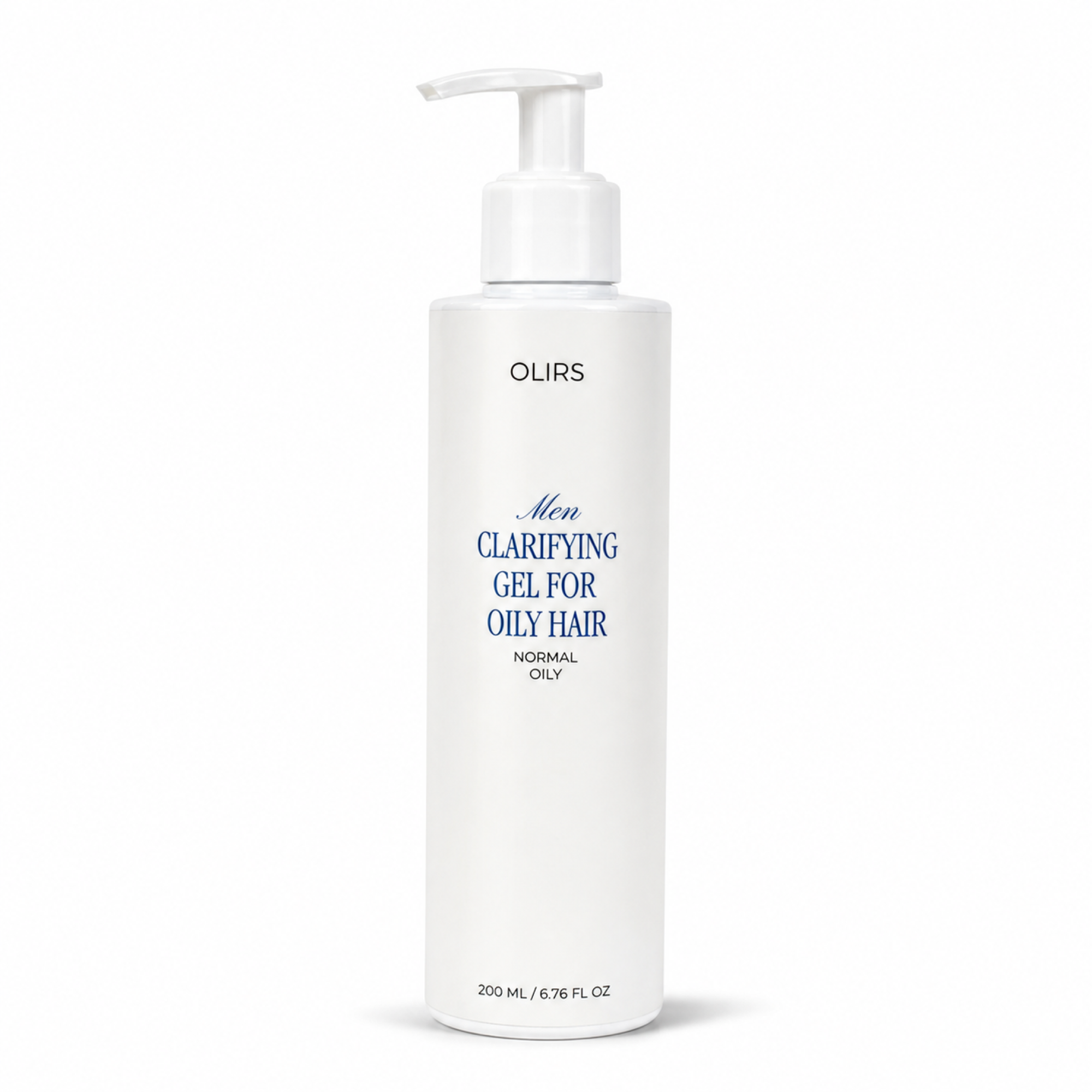 Daily Clarifying Gel Cleanser in a white bottle with pump, designed for oily hair, 200ml.
