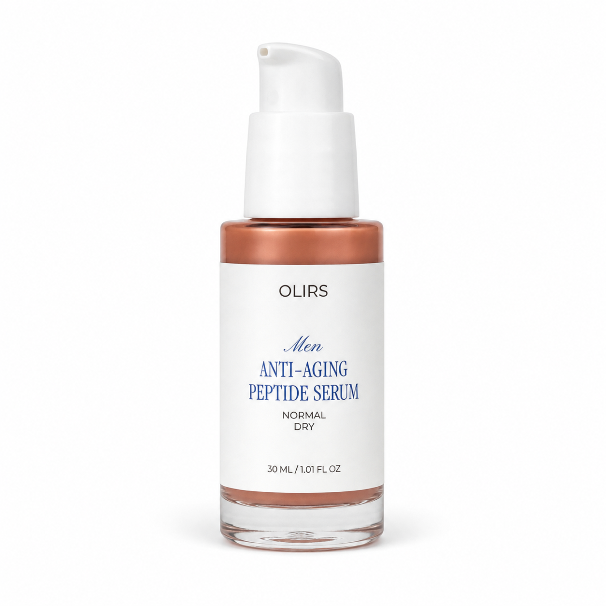 Peptide Firm-Look Serum in a sleek glass bottle for smoother, hydrated skin with anti-aging benefits.