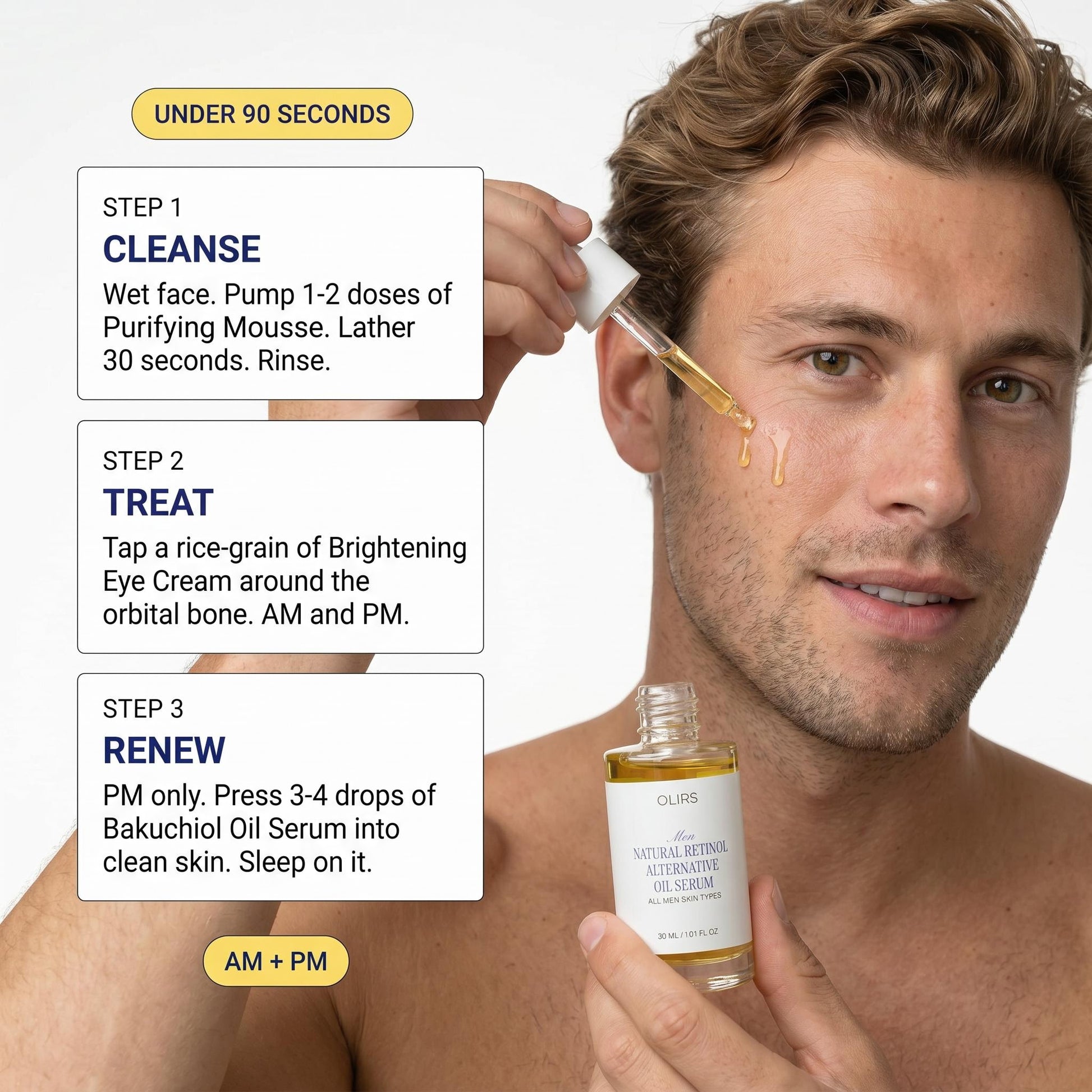 Rejuvenating Glow Trio skincare routine steps including cleansing, treating, and renewing for healthy skin.
