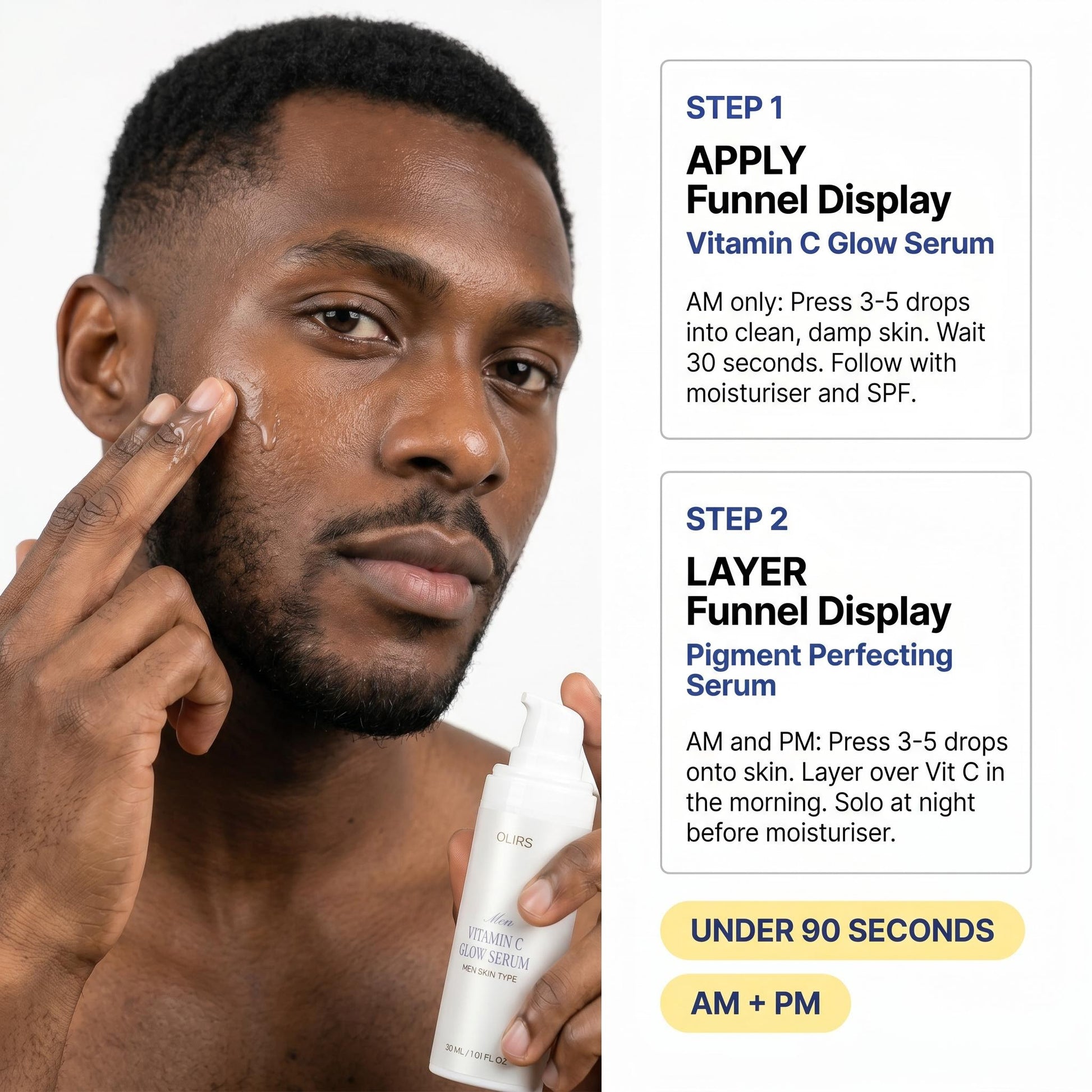 Even-Tone Routine Duo application steps for brighter, hydrated skin using Vitamin C Glow Serum.