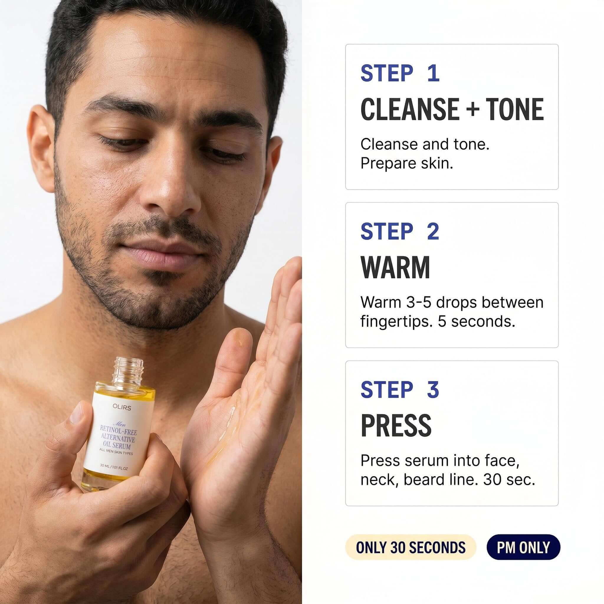 Bakuchiol Night Oil Serum application steps for a smoother-looking evening routine with natural oils.