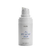 Men Anti-Age Day Cream 15 ml bottle for mature skin care, lightweight formula in a sleek design.
