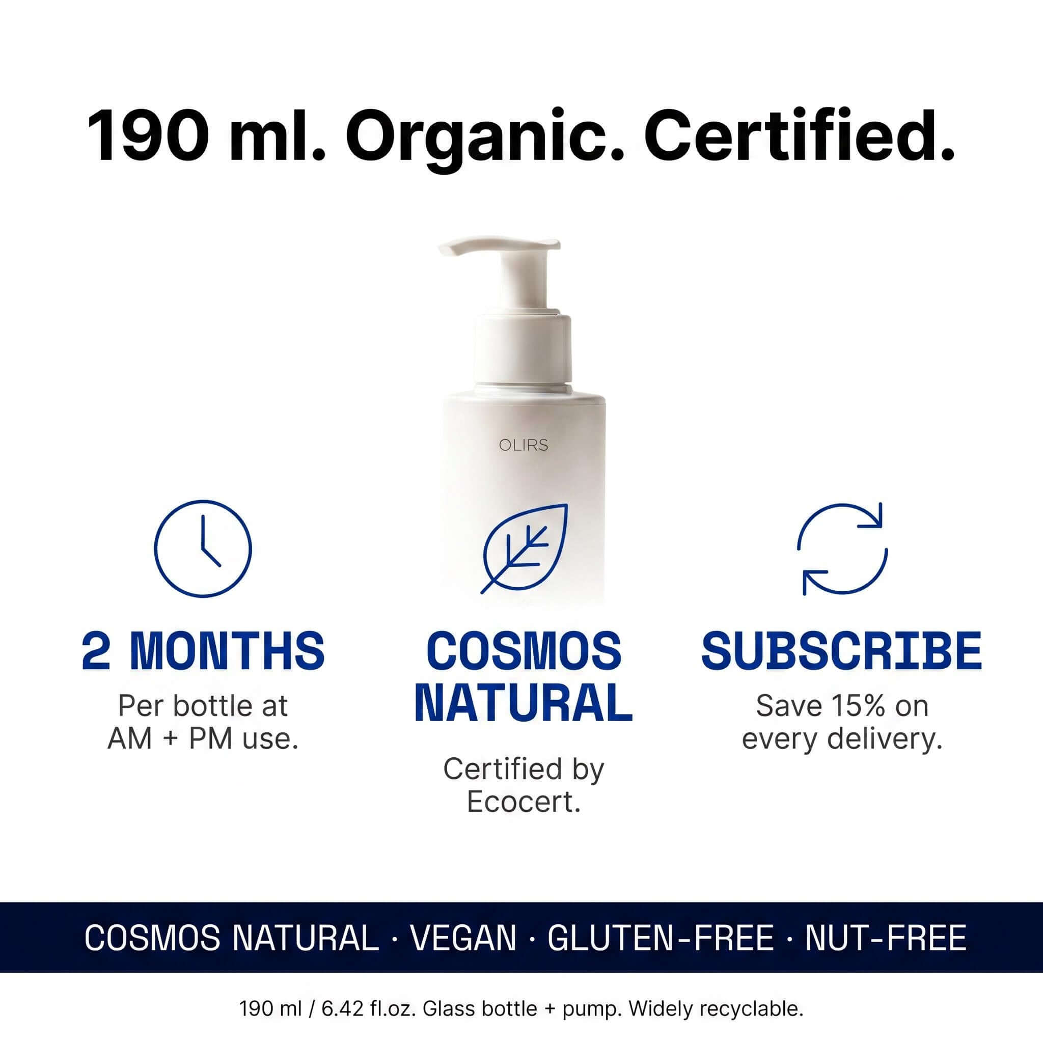 Gentle Cleansing Milk 190 ml COSMOS Natural certified organic cleanser in a pump bottle.