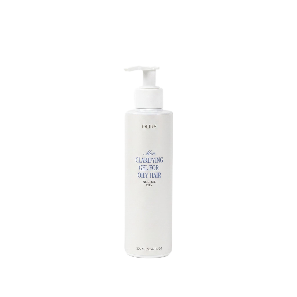 Men Clarifying Gel for Oily Hair in a white bottle for normal to oily hair care