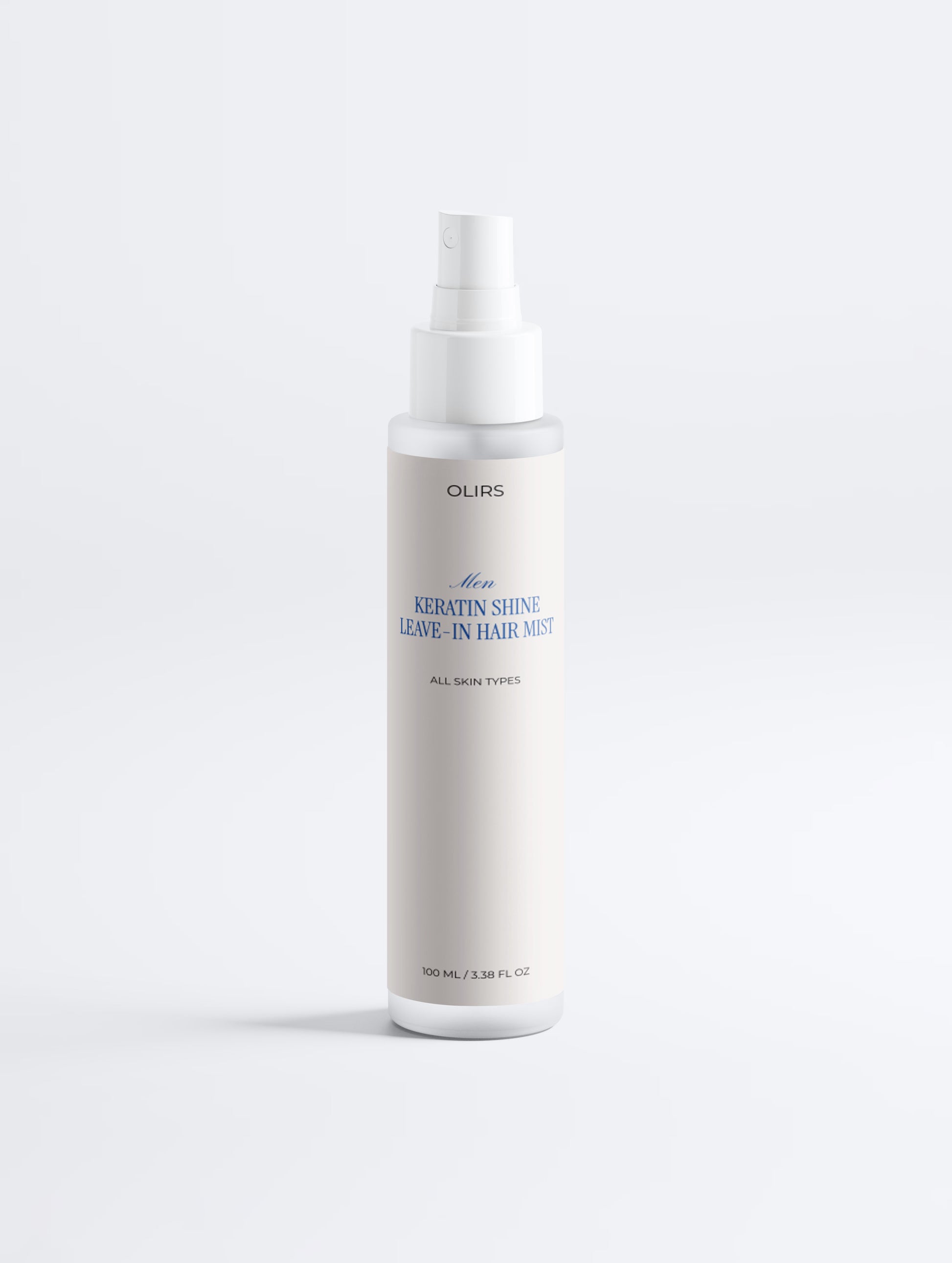 Keratin Shine Leave-In Hair Mist bottle packaging for hair care, designed to revitalize and protect damaged hair.